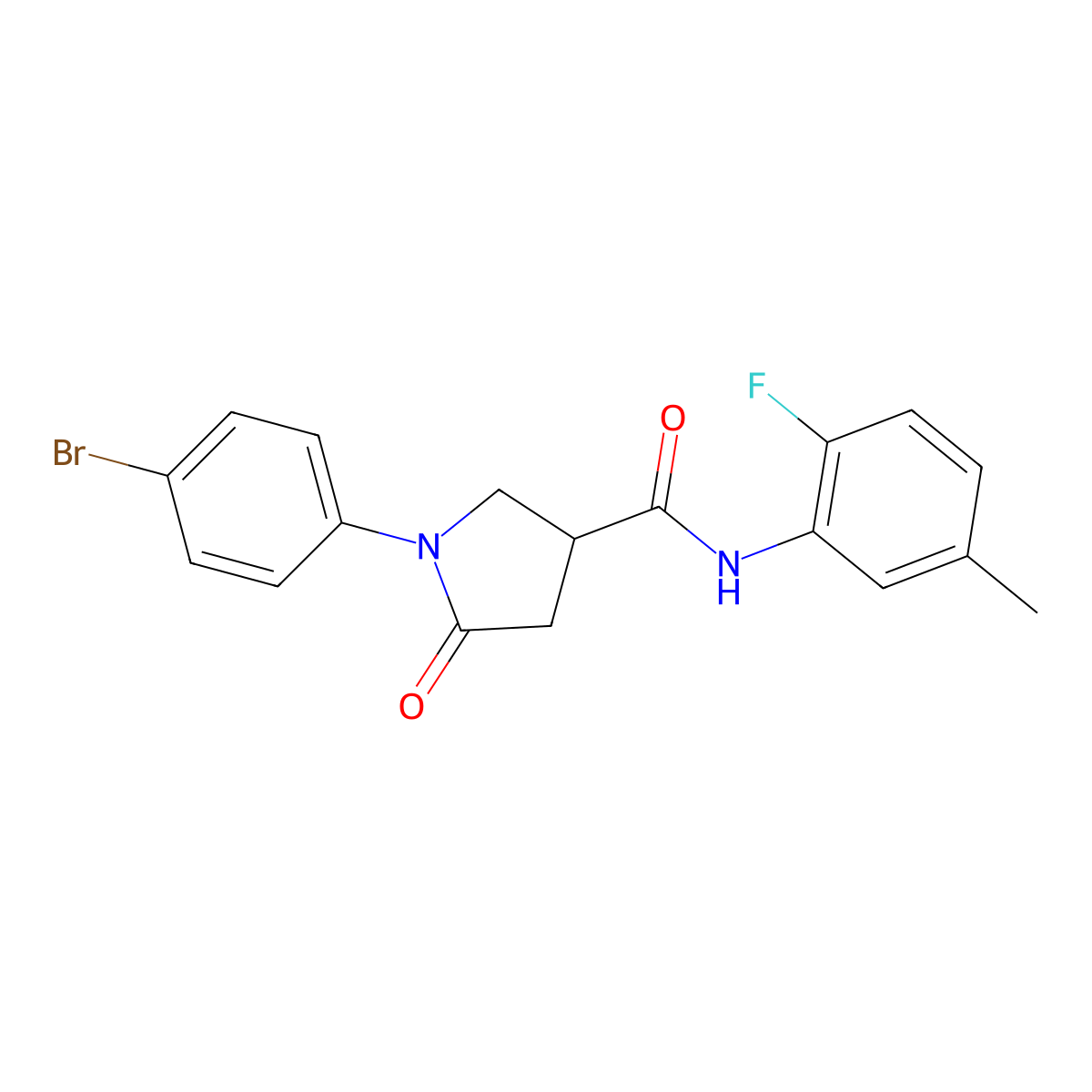 1-(4-bromophenyl)-N-(2-fluoro-5-methylphenyl)-5-oxopyrrolidine-3-carboxamide molecular structure, CAS 312501-72-7