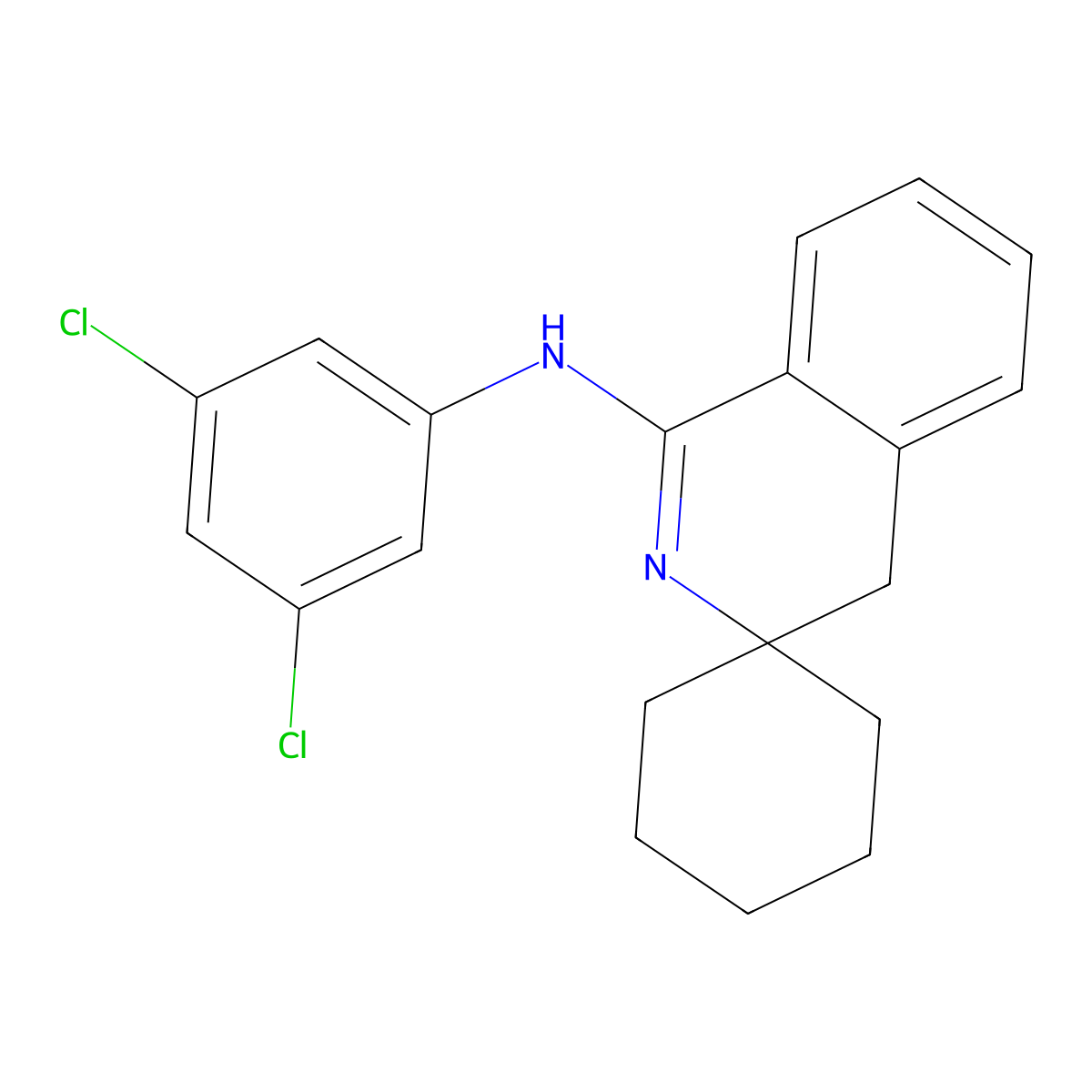 N-(3,5-dichlorophenyl)spiro[4H-isoquinoline-3,1'-cyclohexane]-1-amine molecular structure, CAS 312502-01-5