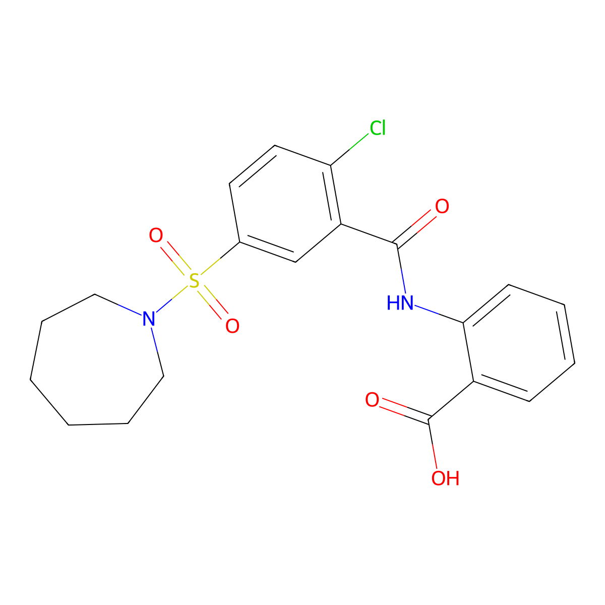 2-[5-(Azepane-1-sulfonyl)-2-chloro-benzoylamino]-benzoic acid molecular structure, CAS 312502-59-3