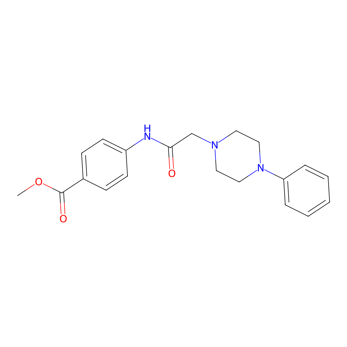 4-[2-(4-Phenyl-piperazin-1-yl)-acetylamino]-benzoic acid methyl ester molecular structure, CAS 312502-83-3