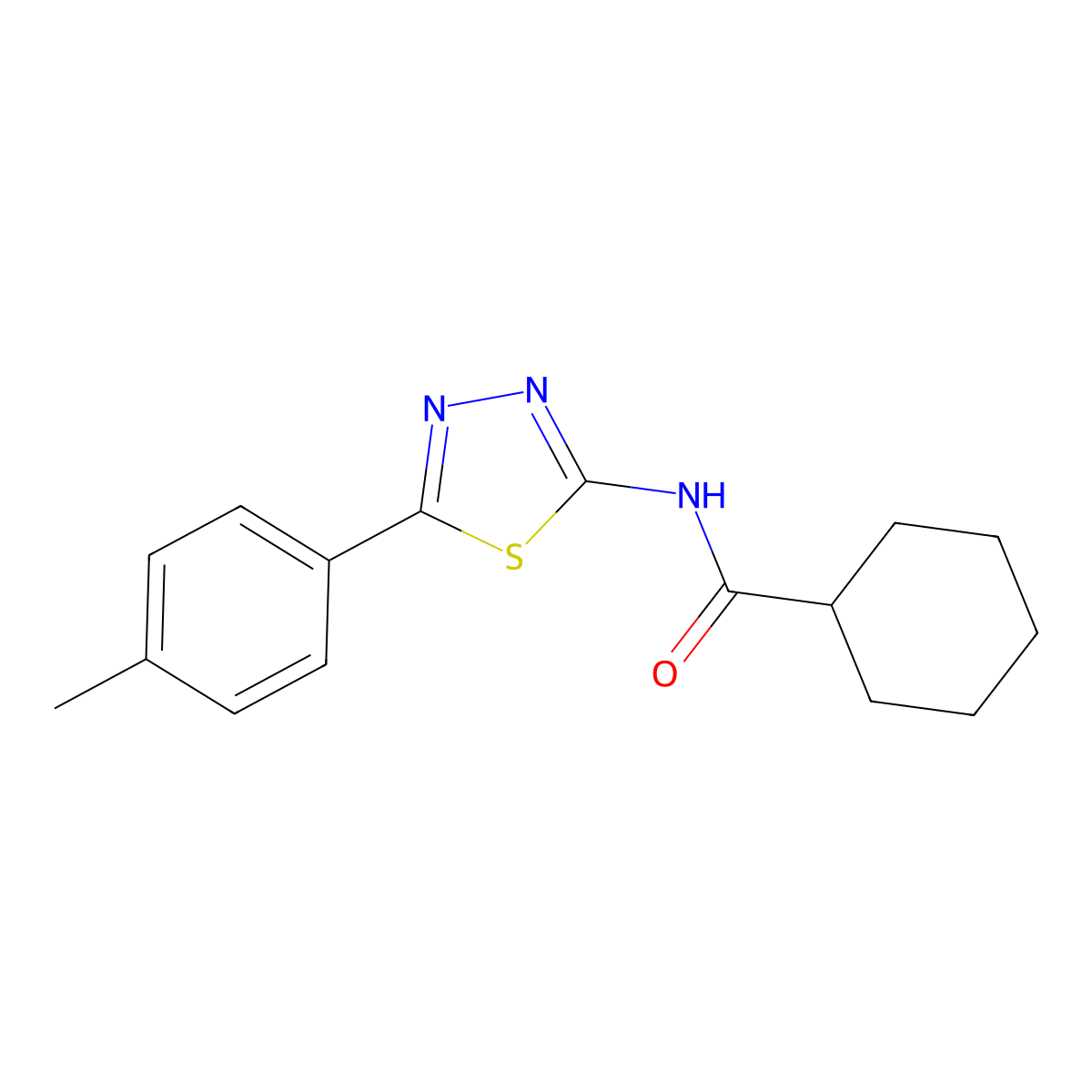 N-[5-(4-methylphenyl)-1,3,4-thiadiazol-2-yl]cyclohexanecarboxamide molecular structure, CAS 312502-87-7