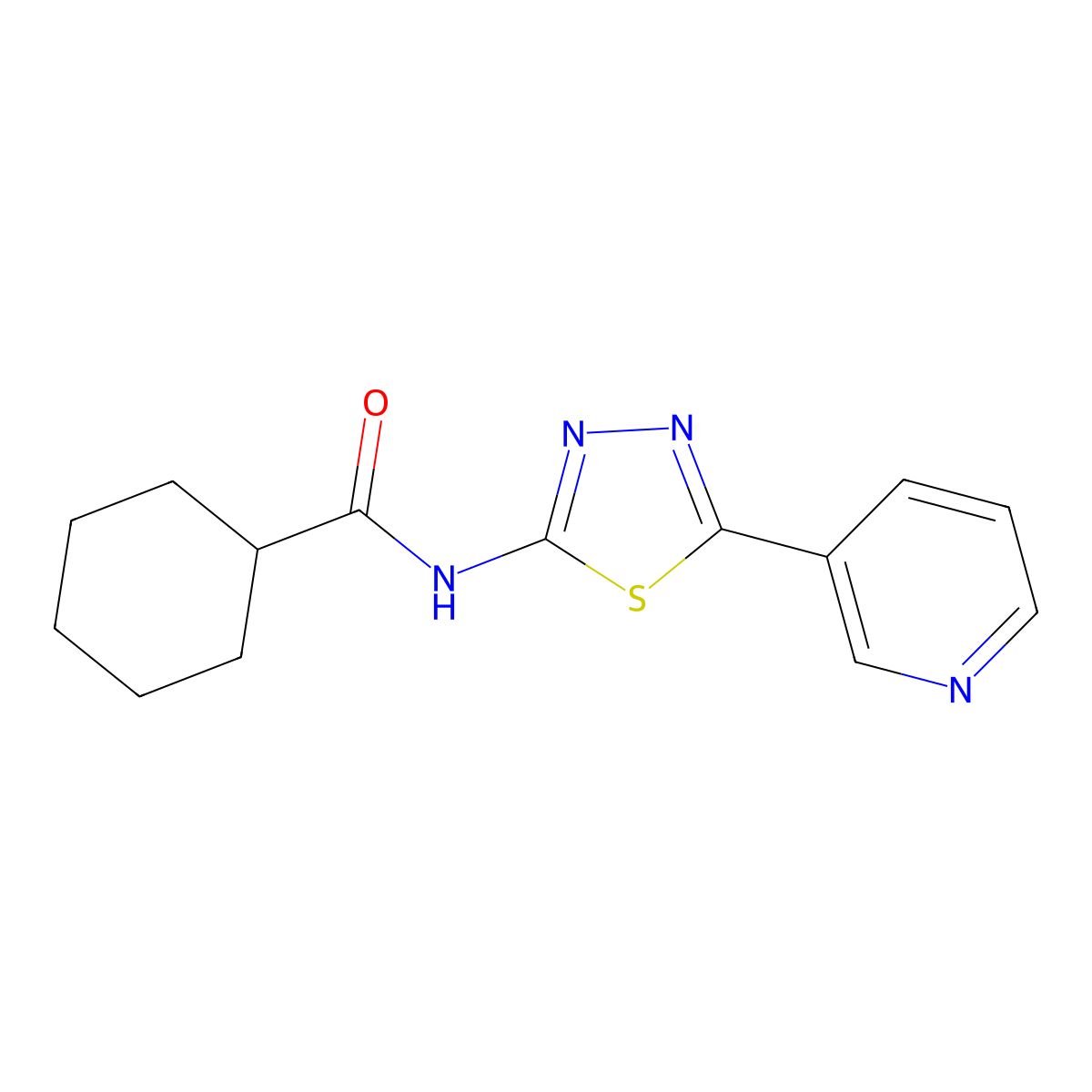 N-(5-pyridin-3-yl-1,3,4-thiadiazol-2-yl)cyclohexanecarboxamide molecular structure, CAS 312502-89-9