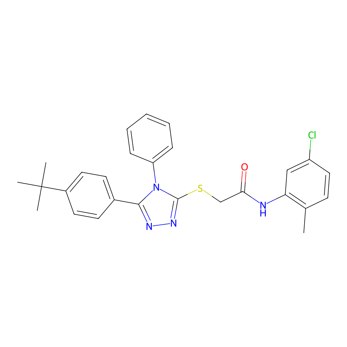 2-{[5-(4-tert-butylphenyl)-4-phenyl-4H-1,2,4-triazol-3-yl]sulfanyl}-N-(5-chloro-2-methylphenyl)acetamide molecular structure, CAS 312503-24-5