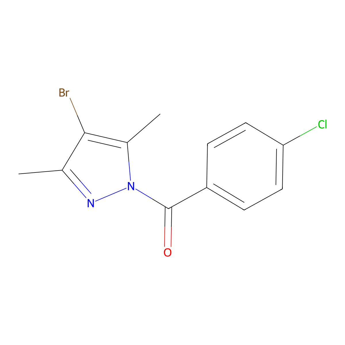 (4-Bromo-3,5-dimethylpyrazol-1-yl)-(4-chlorophenyl)methanone molecular structure, CAS 312503-47-2