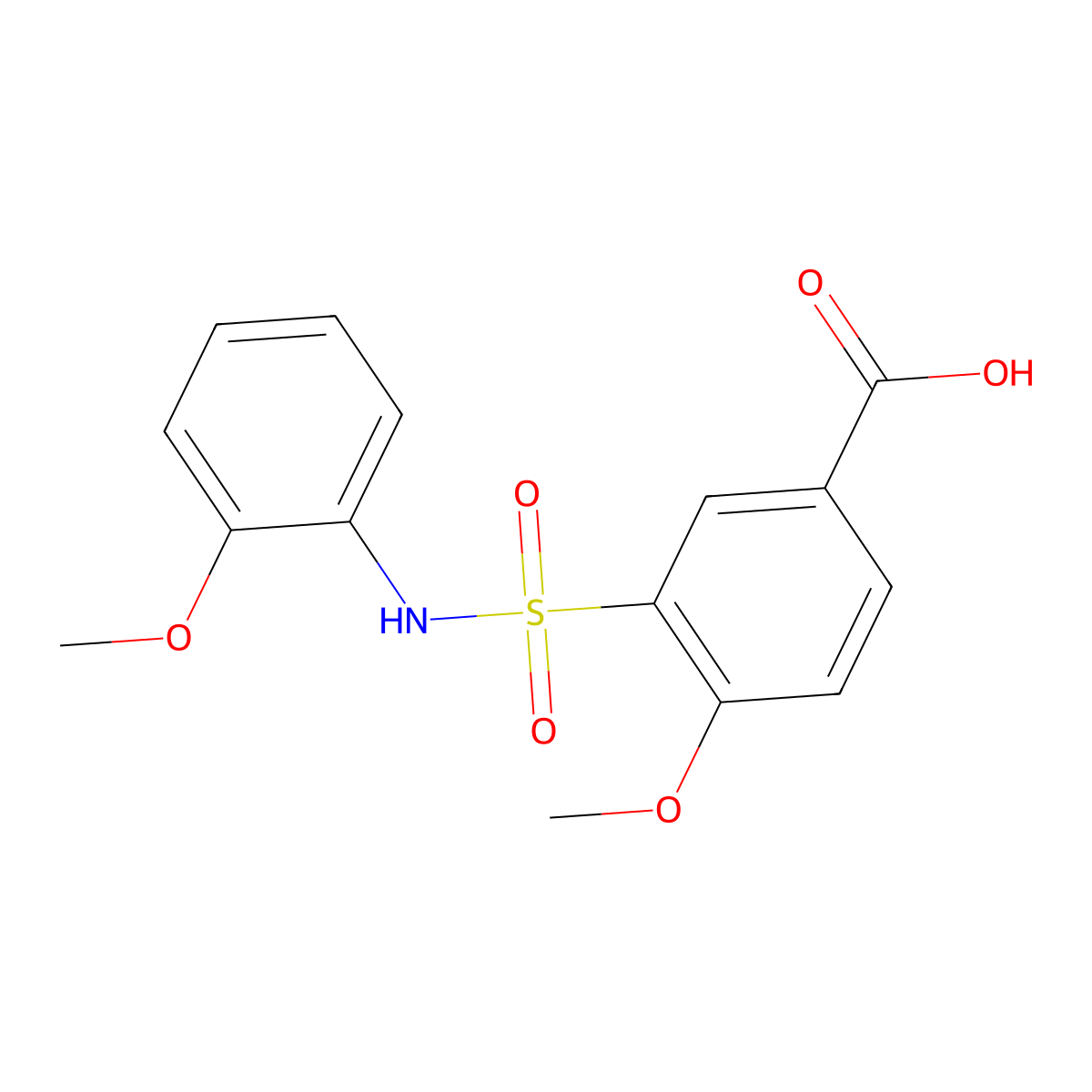 4-methoxy-3-[(2-methoxyphenyl)sulfamoyl]benzoic Acid molecular structure, CAS 312503-88-1