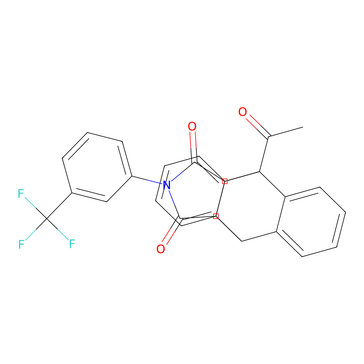 1-Acetyl-17-[3-(trifluoromethyl)phenyl]-17-azapentacyclo[6.6.5.0~2,7~.0~9,14~.0~15,19~]nonadeca-2,4,6,9,11,13-hexaene-16,18-dione (non-preferred name) molecular structure, CAS 312504-19-1
