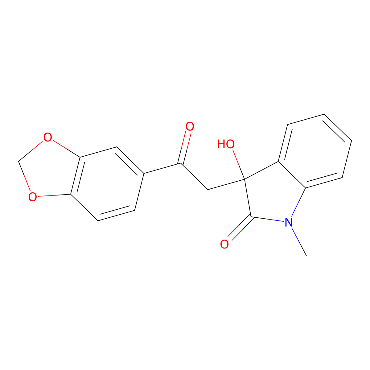 3-[2-(1,3-benzodioxol-5-yl)-2-oxoethyl]-3-hydroxy-1-methyl-1,3-dihydro-2H-indol-2-one molecular structure, CAS 312504-23-7