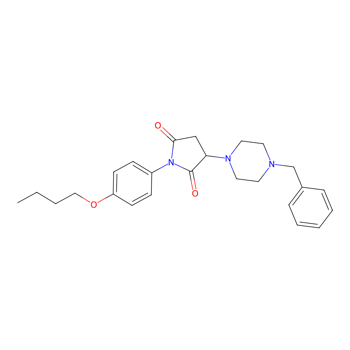 3-(4-Benzylpiperazin-1-yl)-1-(4-butoxyphenyl)pyrrolidine-2,5-dione molecular structure, CAS 312504-80-6