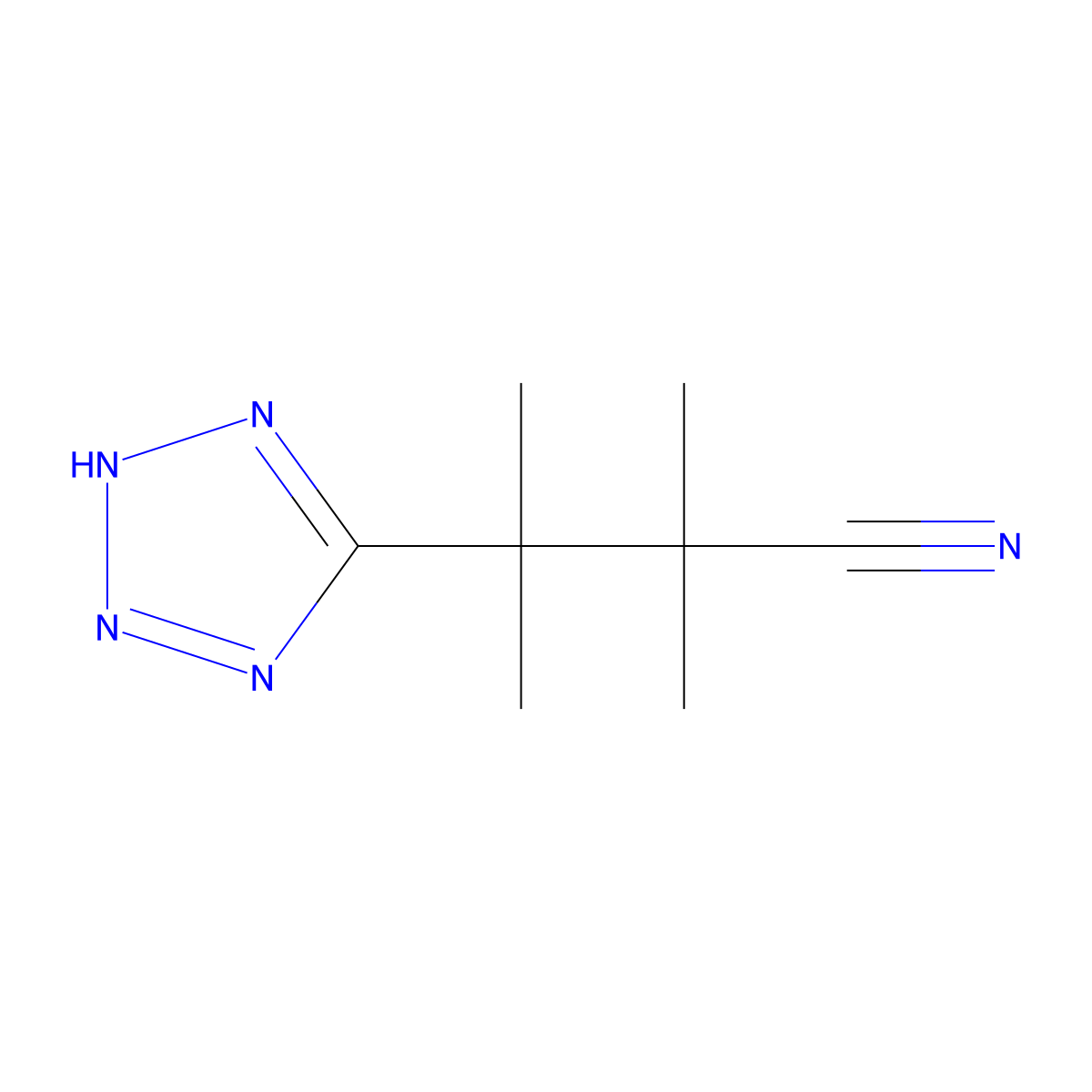 2,2,3-trimethyl-3-(2H-tetrazol-5-yl)butanenitrile molecular structure, CAS 312504-87-3