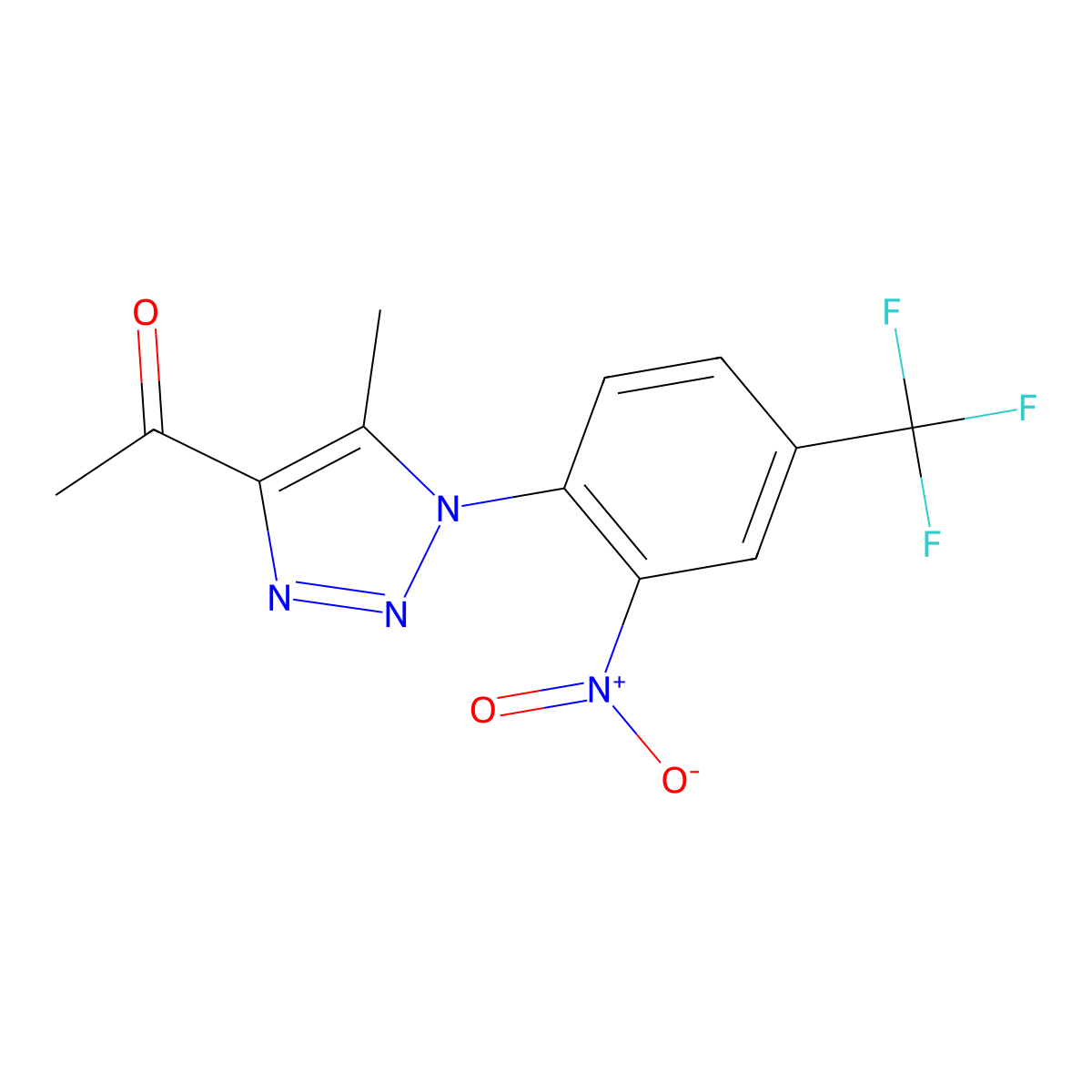 1-(5-Methyl-1-(2-nitro-4-(trifluoromethyl)phenyl)-1H-1,2,3-triazol-4-yl)ethanone molecular structure, CAS 312504-89-5