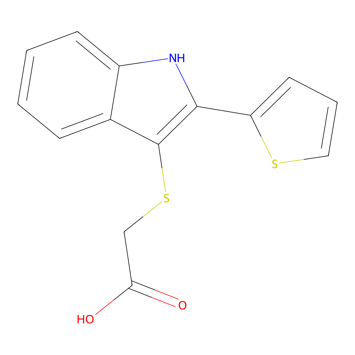 2-{[2-(thiophen-2-yl)-1H-indol-3-yl]sulfanyl}acetic acid molecular structure, CAS 312504-97-5
