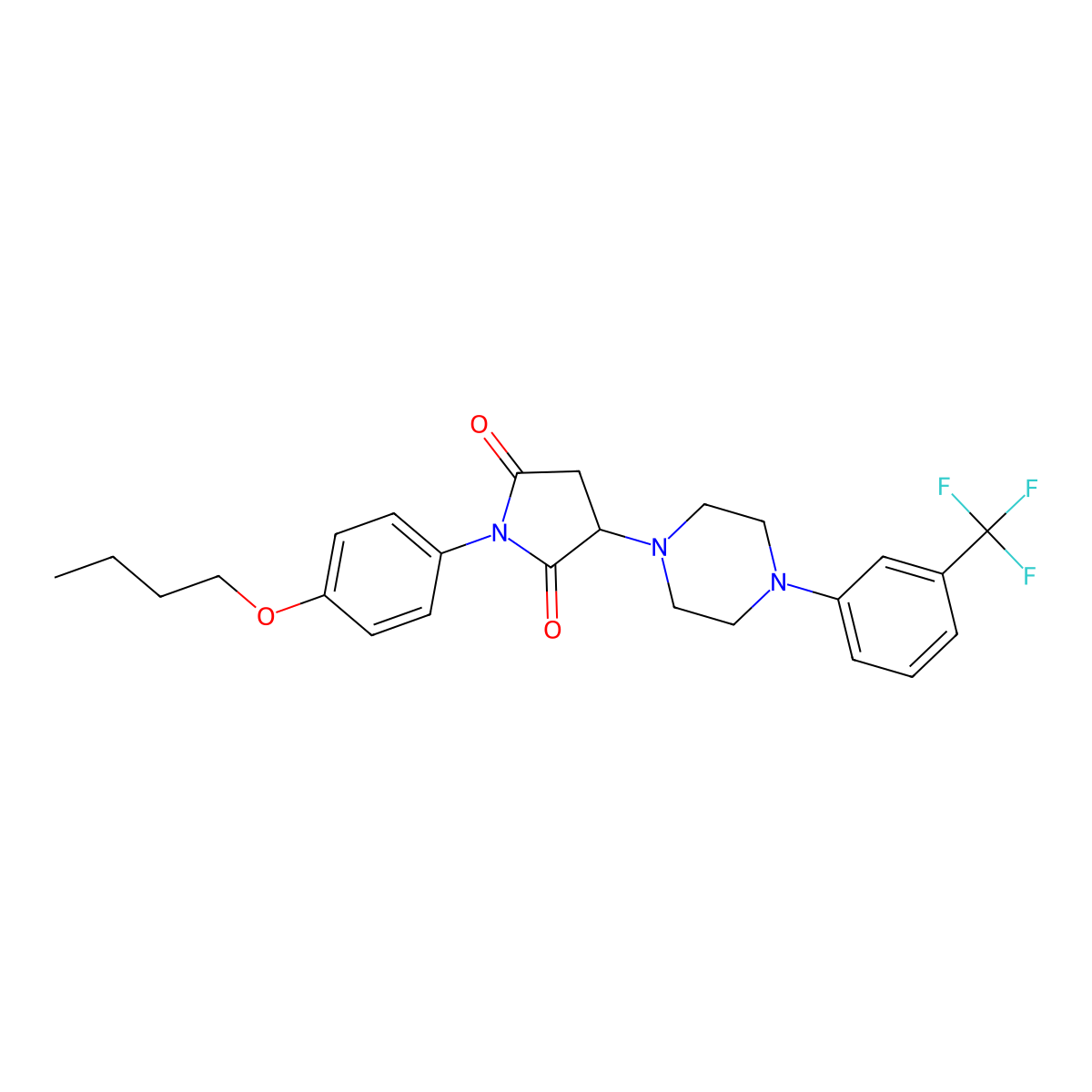 1-(4-Butoxyphenyl)-3-[4-[3-(trifluoromethyl)phenyl]piperazin-1-yl]pyrrolidine-2,5-dione molecular structure, CAS 312505-56-9