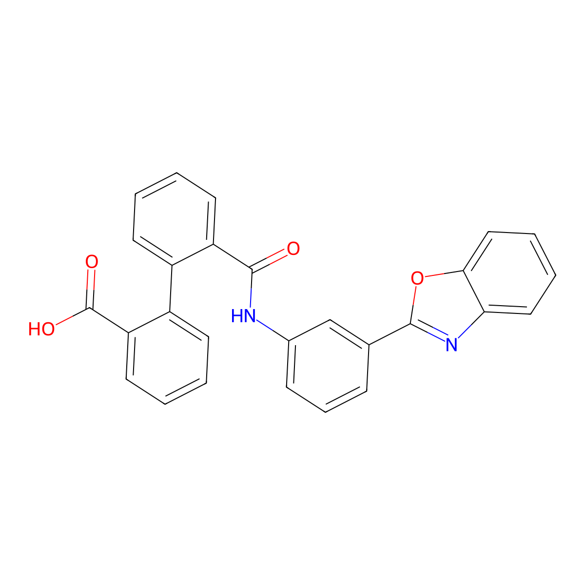 2-[2-[[3-(1,3-Benzoxazol-2-yl)anilino]-oxomethyl]phenyl]benzoic acid molecular structure, CAS 312505-81-0