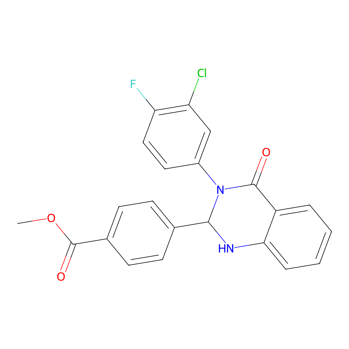 Methyl 4-[3-(3-chloro-4-fluorophenyl)-4-oxo-1,2-dihydroquinazolin-2-yl]benzoate molecular structure, CAS 312505-85-4