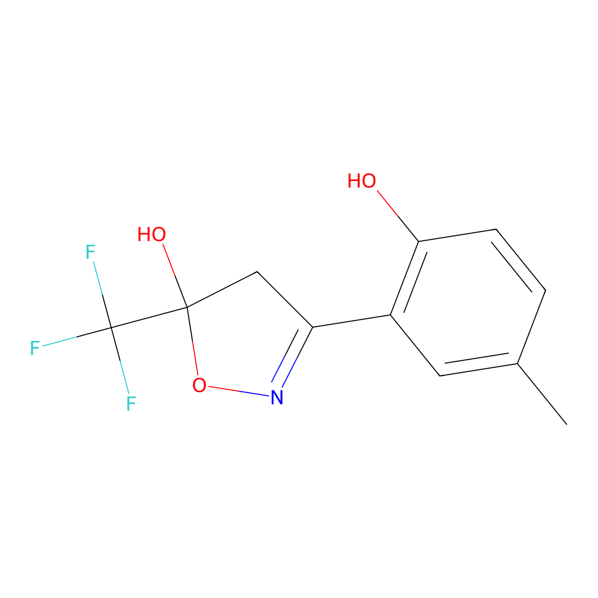 3-(2-Hydroxy-5-methylphenyl)-5-(trifluoromethyl)-4,5-dihydroisoxazol-5-ol molecular structure, CAS 312506-01-7