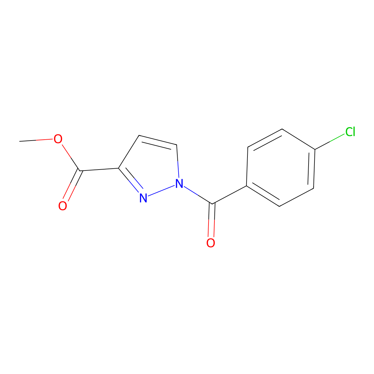 Methyl 1-(4-chlorobenzoyl)pyrazole-3-carboxylate molecular structure, CAS 312506-42-6