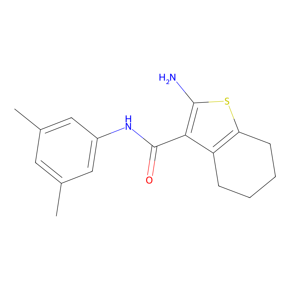 2-amino-N-(3,5-dimethylphenyl)-4,5,6,7-tetrahydro-1-benzothiophene-3-carboxamide molecular structure, CAS 312506-96-0