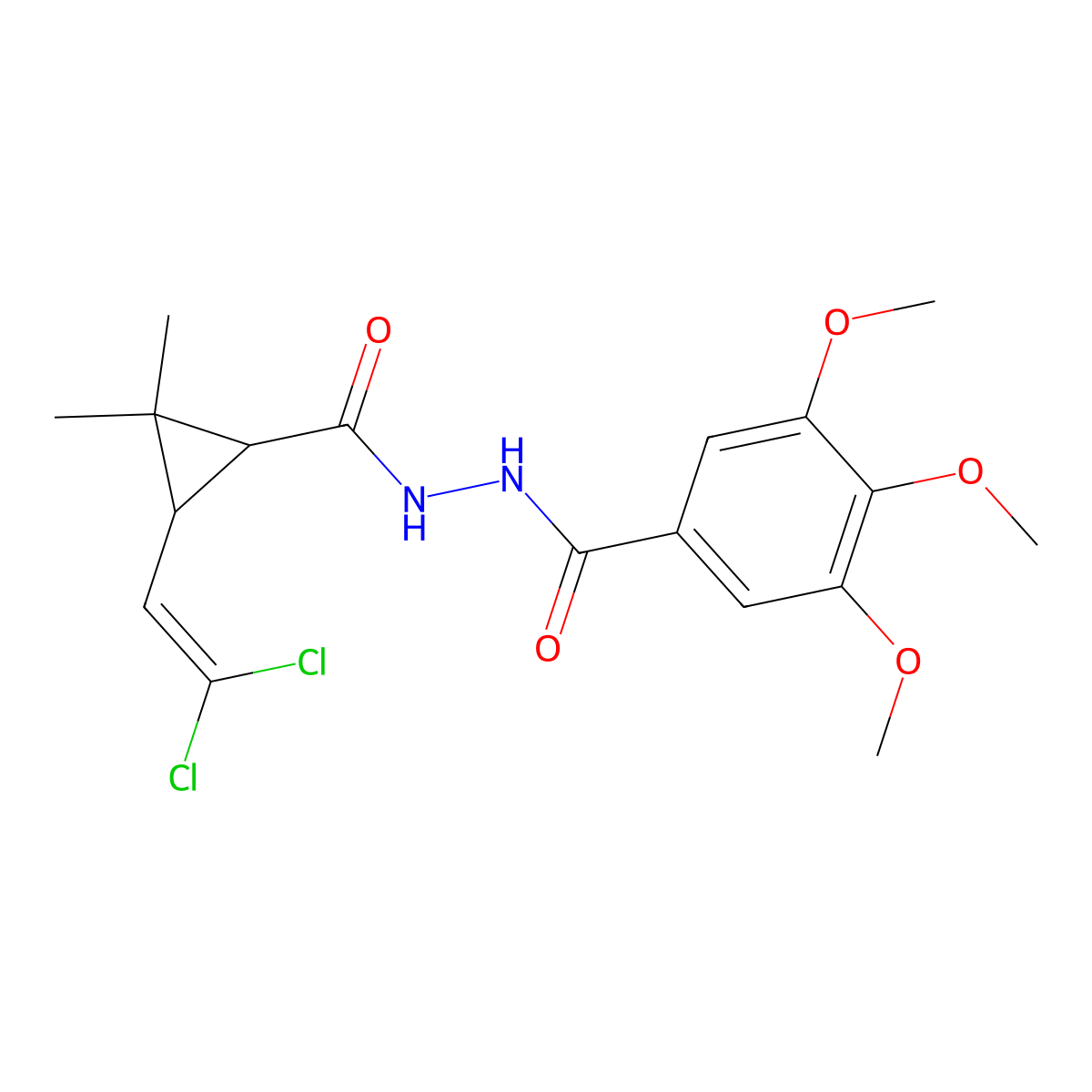 N'-[3-(2,2-dichloroethenyl)-2,2-dimethylcyclopropanecarbonyl]-3,4,5-trimethoxybenzohydrazide molecular structure, CAS 312507-12-3