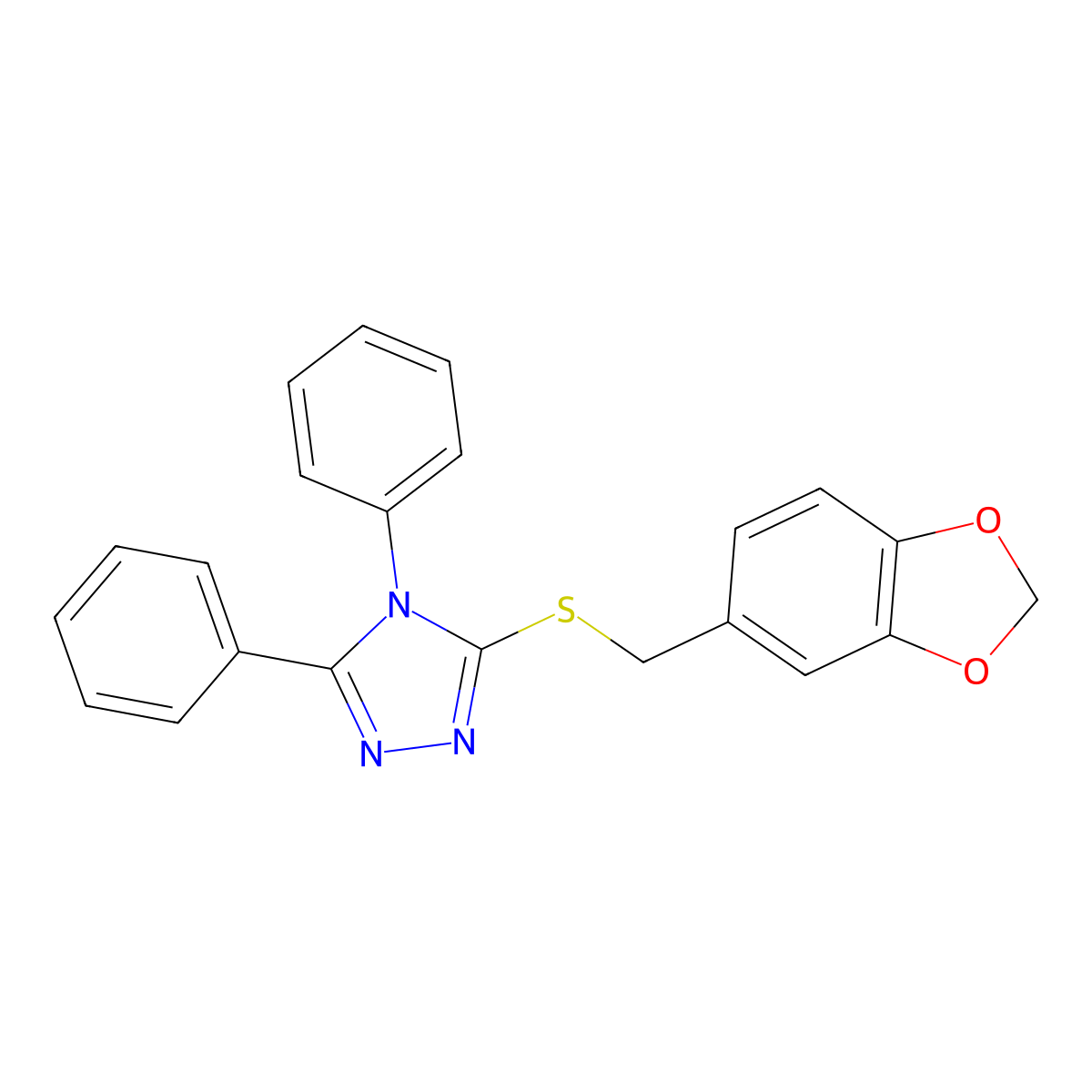 3-(1,3-Benzodioxol-5-ylmethylsulfanyl)-4,5-diphenyl-1,2,4-triazole molecular structure, CAS 312507-28-1