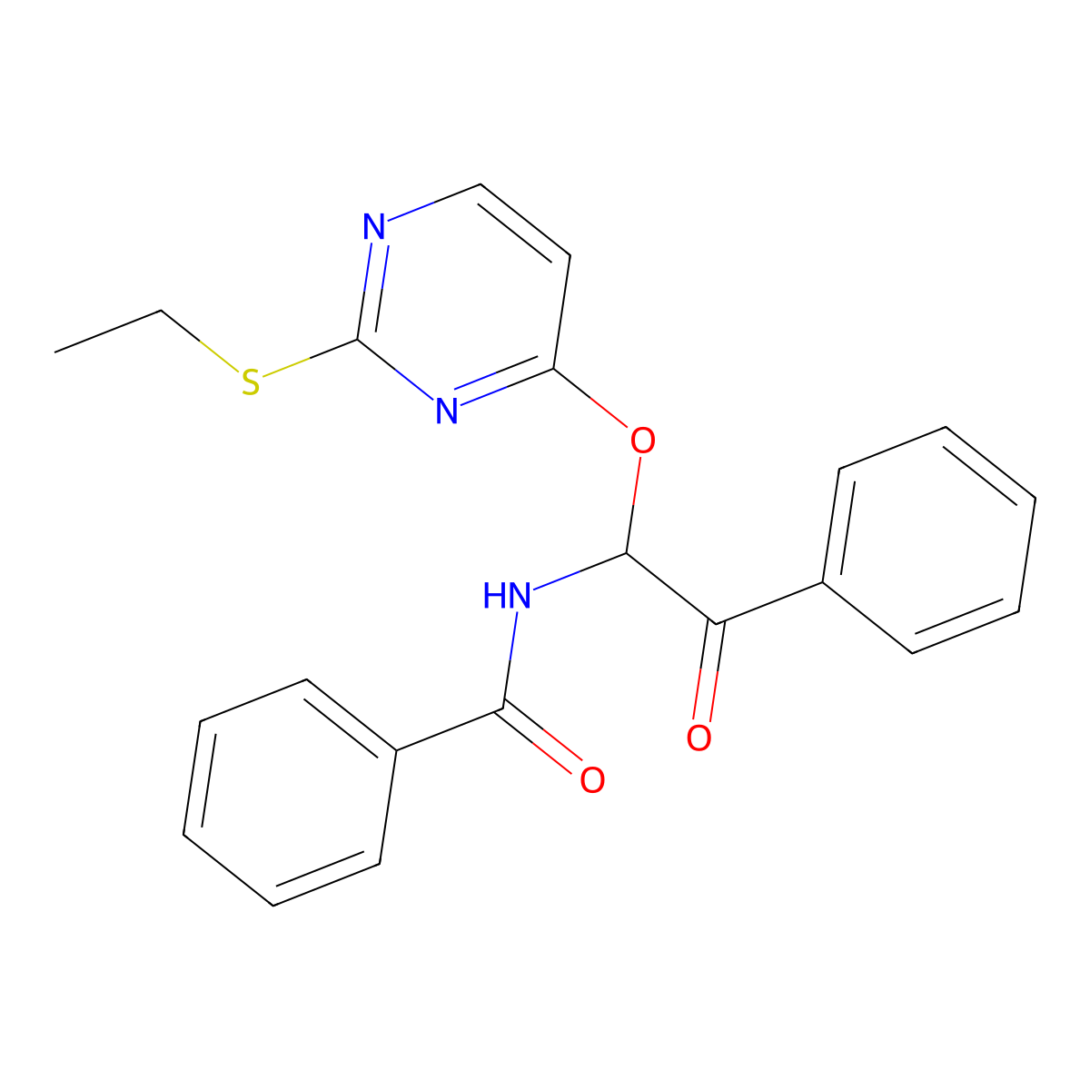 N-[1-[[2-(Ethylthio)-4-pyrimidinyl]oxy]-2-oxo-2-phenylethyl]benzamide molecular structure, CAS 312507-34-9