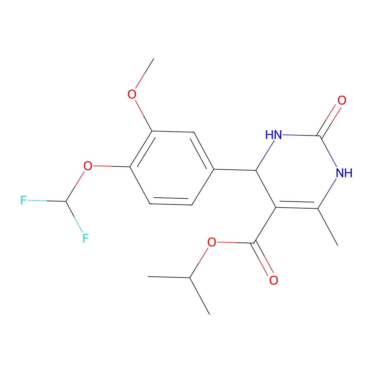 Propan-2-yl 4-[4-(difluoromethoxy)-3-methoxyphenyl]-6-methyl-2-oxo-1,2,3,4-tetrahydropyrimidine-5-carboxylate molecular structure, CAS 312507-41-8