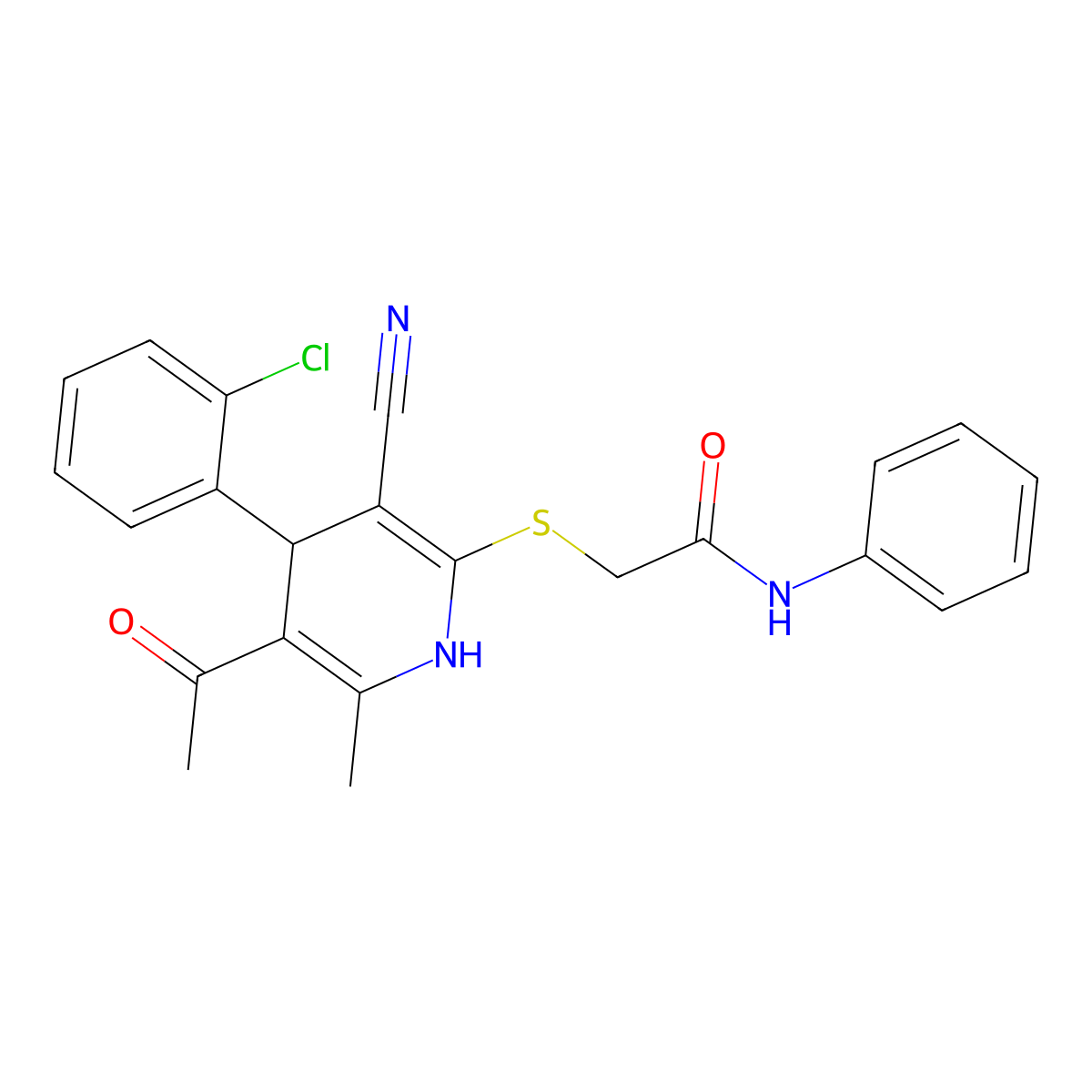 2-{[5-acetyl-4-(2-chlorophenyl)-3-cyano-6-methyl-1,4-dihydropyridin-2-yl]sulfanyl}-N-phenylacetamide molecular structure, CAS 312507-94-1