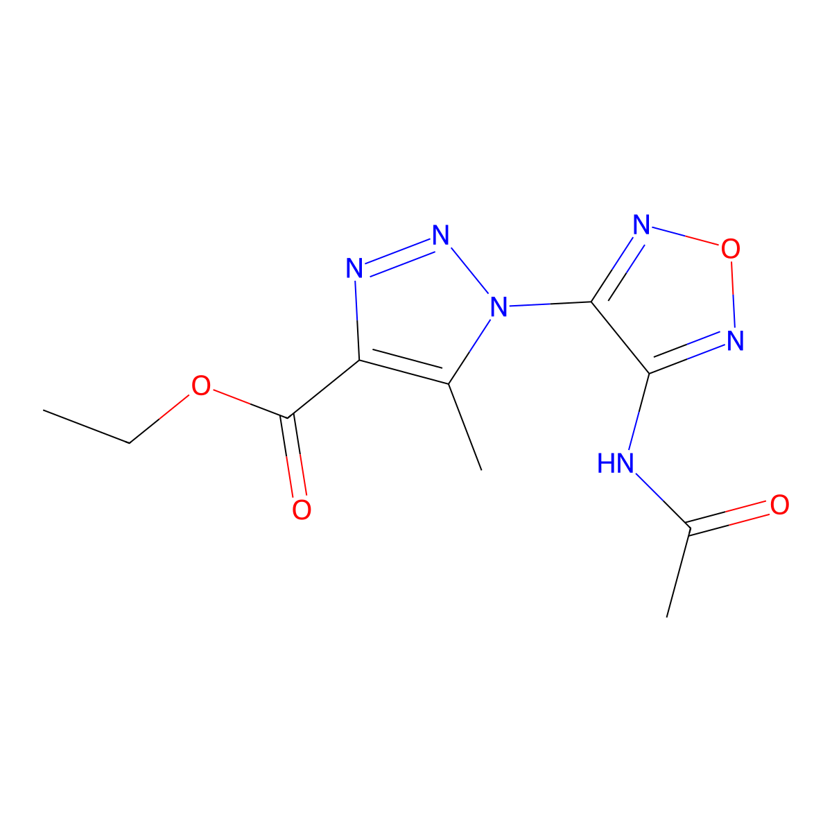 ethyl 1-[4-(acetylamino)-1,2,5-oxadiazol-3-yl]-5-methyl-1H-1,2,3-triazole-4-carboxylate molecular structure, CAS 312508-11-5