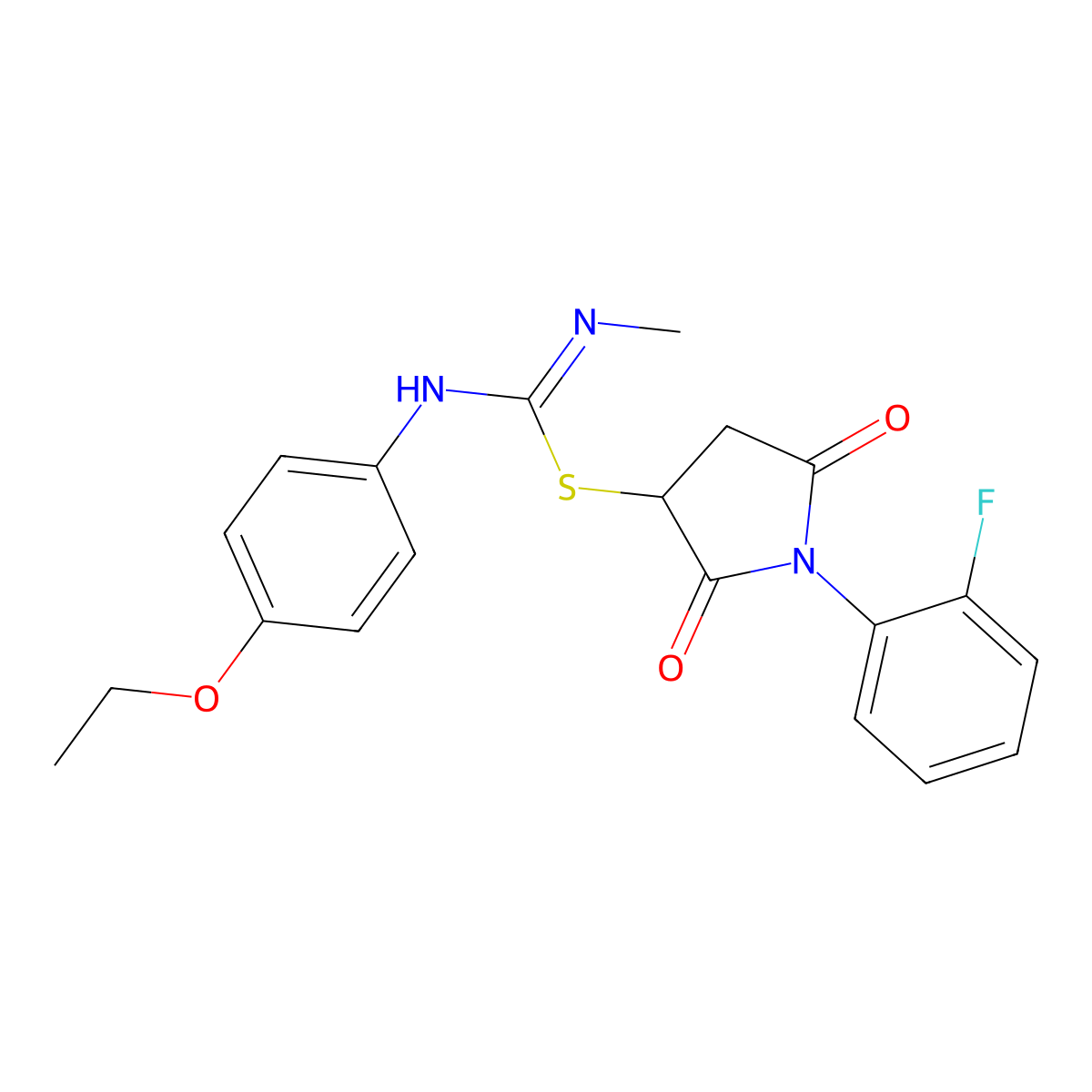 1-(2-Fluorophenyl)-2,5-dioxo-3-pyrrolidinyl N-(4-ethoxyphenyl)-N'-methylcarbamimidothioate molecular structure, CAS 312508-13-7