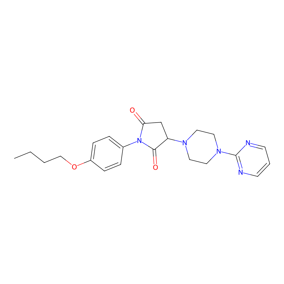 1-(4-Butoxyphenyl)-3-(4-pyrimidin-2-ylpiperazin-1-yl)pyrrolidine-2,5-dione molecular structure, CAS 312508-55-7