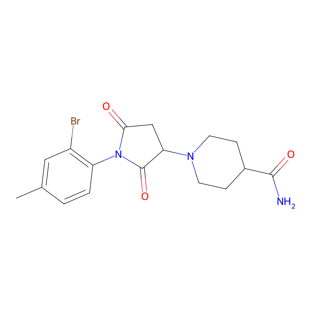 1-[1-(2-Bromo-4-methylphenyl)-2,5-dioxopyrrolidin-3-yl]piperidine-4-carboxamide molecular structure, CAS 312508-61-5