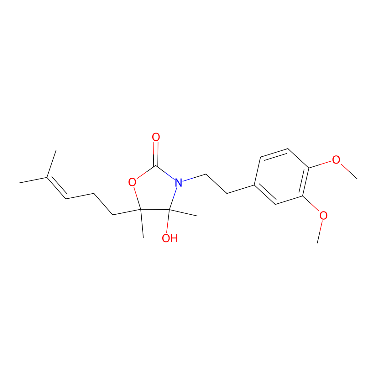 3-[2-(3,4-Dimethoxyphenyl)ethyl]-4-hydroxy-4,5-dimethyl-5-(4-methyl-3-pentenyl)-1,3-oxazolidin-2-one molecular structure, CAS 312508-77-3