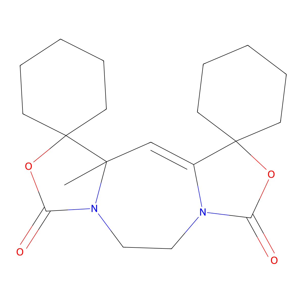 10a'-methyl-5',6'-dihydro-10a'H-dispiro[cyclohexane-1,1'-bis[1,3]oxazolo[3,4-d:4',3'-g][1,4]diazepine-10',1''-cyclohexane]-3',8'-dione molecular structure, CAS 312508-79-5