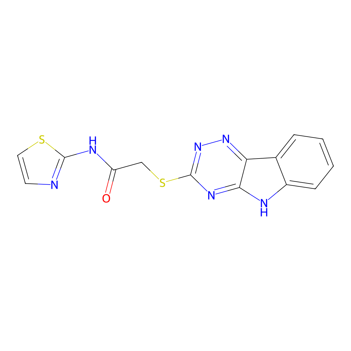 N-(1,3-thiazol-2-yl)-2-(5H-[1,2,4]triazino[5,6-b]indol-3-ylsulfanyl)acetamide molecular structure, CAS 312509-14-1