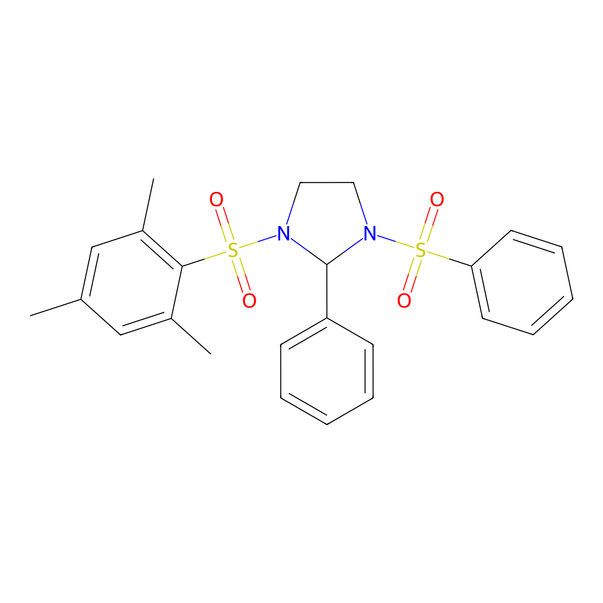 1-(Benzenesulfonyl)-2-phenyl-3-(2,4,6-trimethylphenyl)sulfonylimidazolidine molecular structure, CAS 312509-22-1
