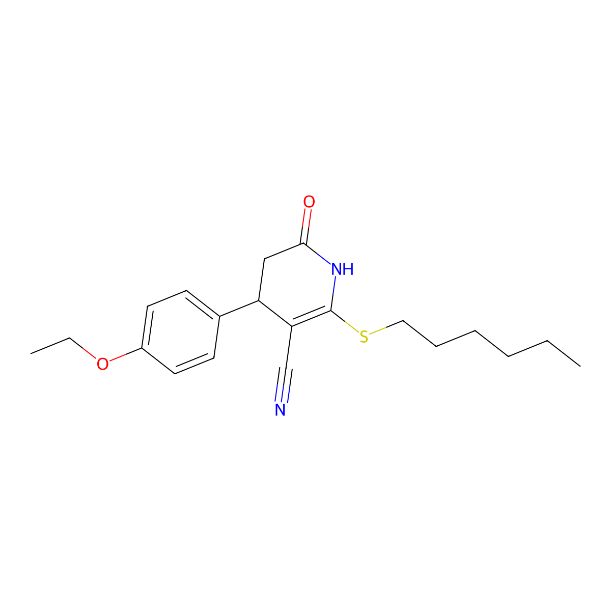 4-(4-ethoxyphenyl)-6-hexylsulfanyl-2-oxo-3,4-dihydro-1H-pyridine-5-carbonitrile molecular structure, CAS 312509-73-2