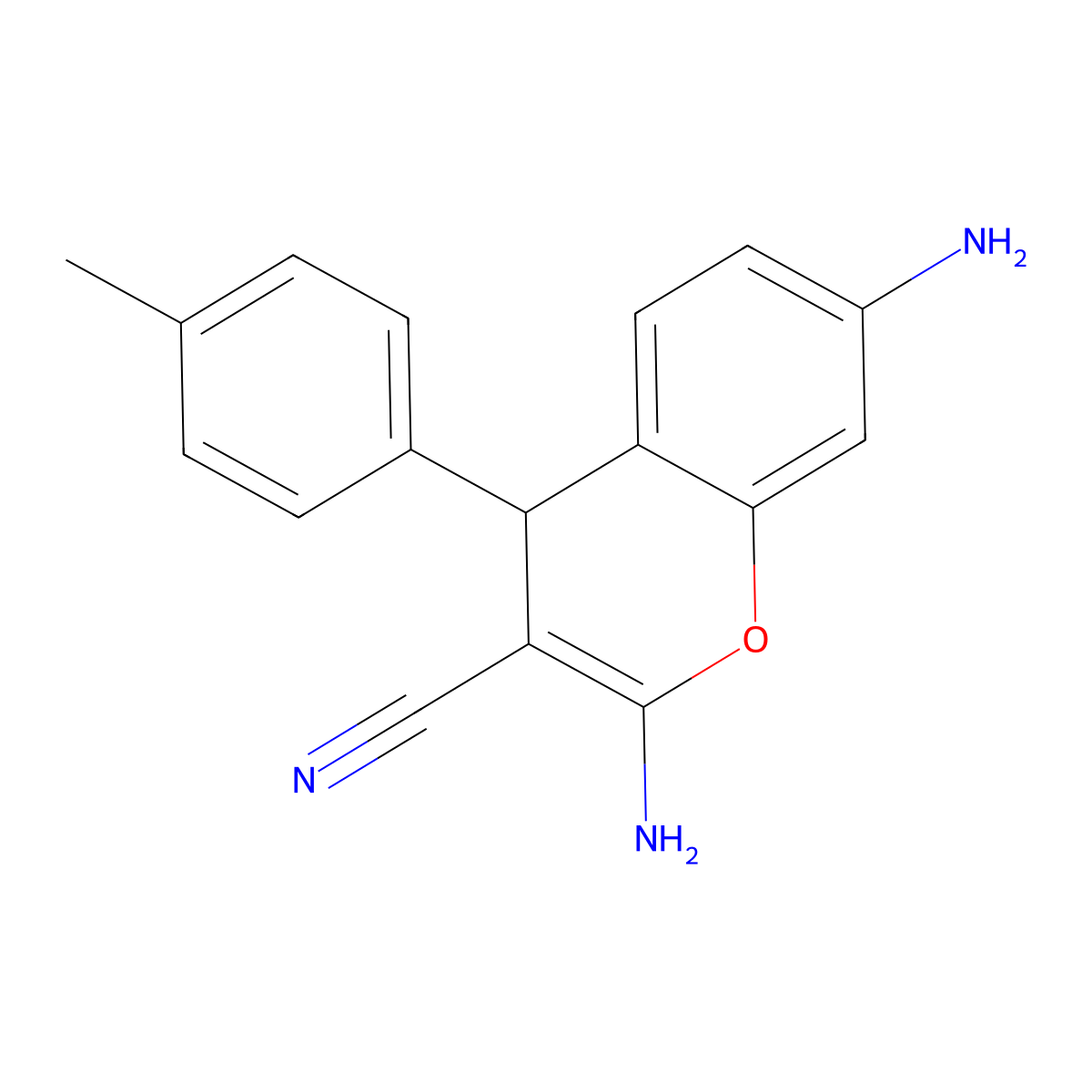 2,7-diamino-4-(4-methylphenyl)-4H-chromene-3-carbonitrile molecular structure, CAS 312510-18-2