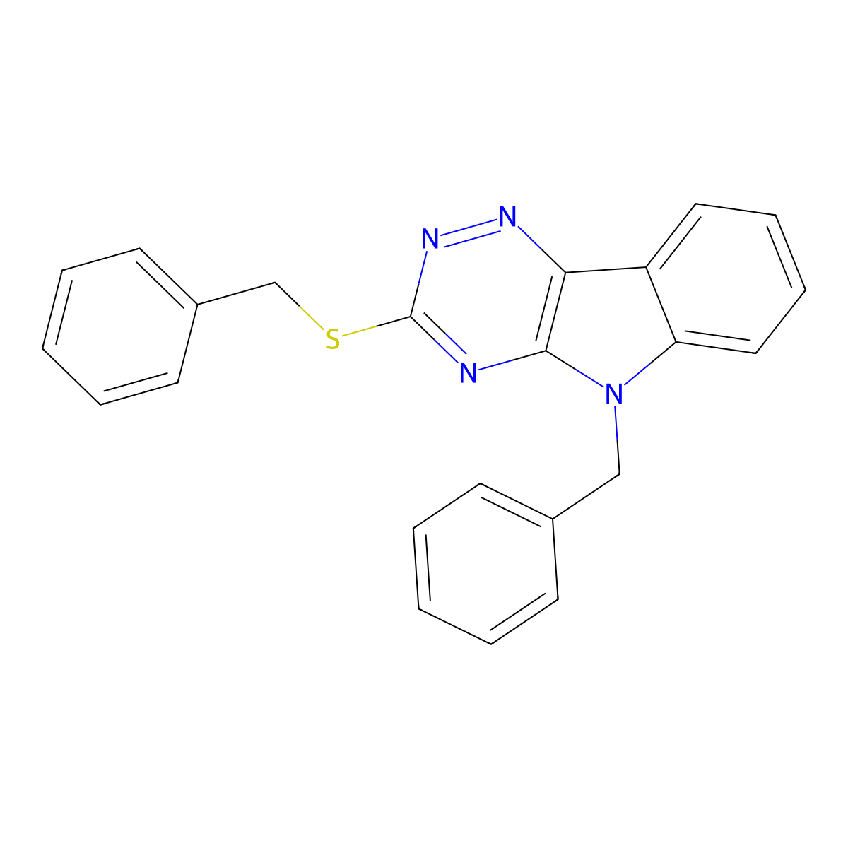 5-Benzyl-3-benzylsulfanyl-[1,2,4]triazino[5,6-b]indole molecular structure, CAS 312510-23-9