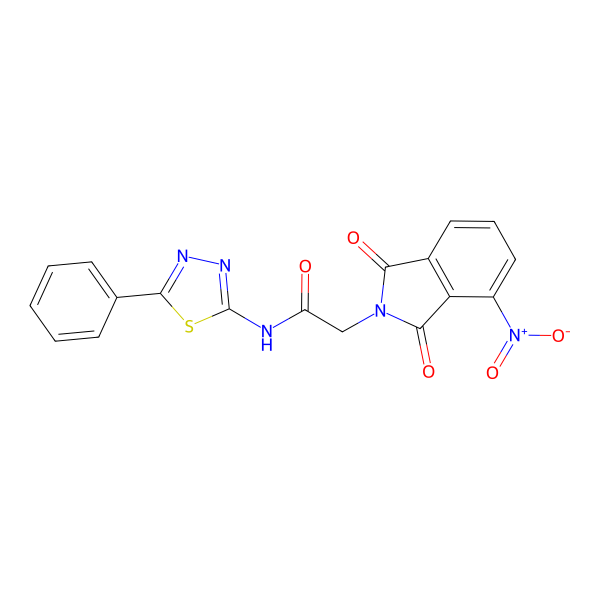 2-(4-nitro-1,3-dioxoisoindol-2-yl)-N-(5-phenyl-1,3,4-thiadiazol-2-yl)acetamide molecular structure, CAS 312510-44-4