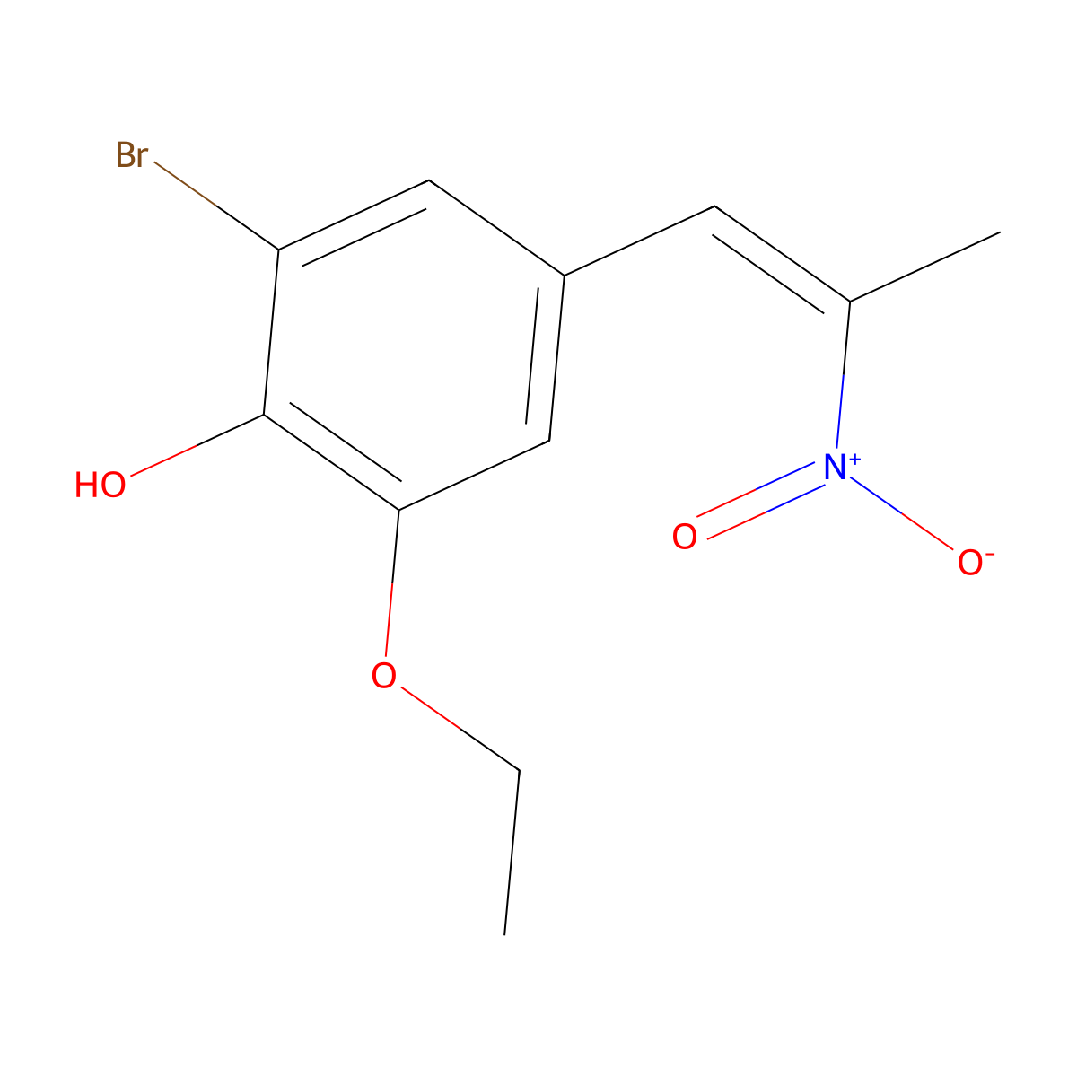 2-bromo-6-ethoxy-4-[(1E)-2-nitroprop-1-en-1-yl]phenol molecular structure, CAS 312510-61-5