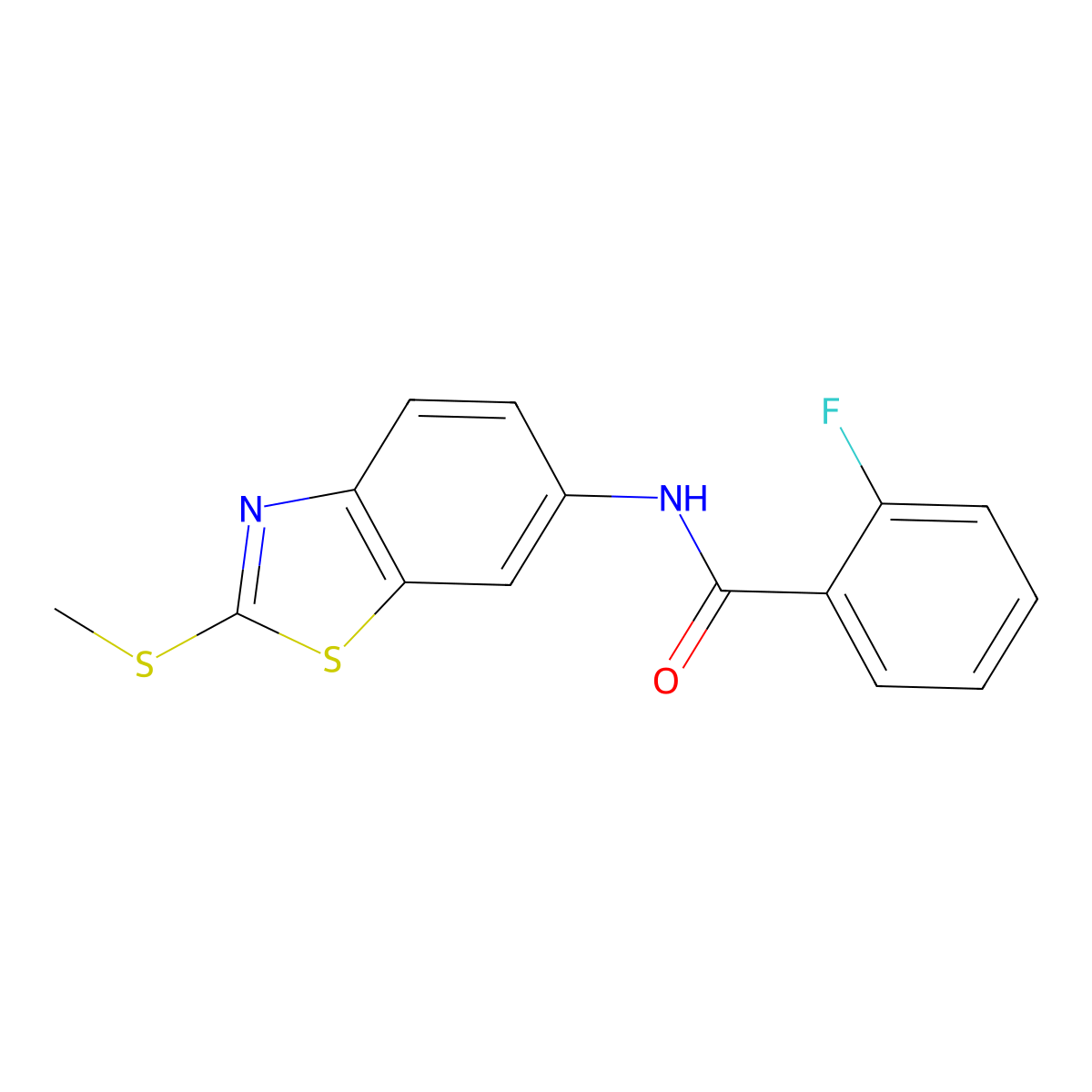 2-fluoro-N-[2-(methylsulfanyl)-1,3-benzothiazol-6-yl]benzamide molecular structure, CAS 312510-91-1
