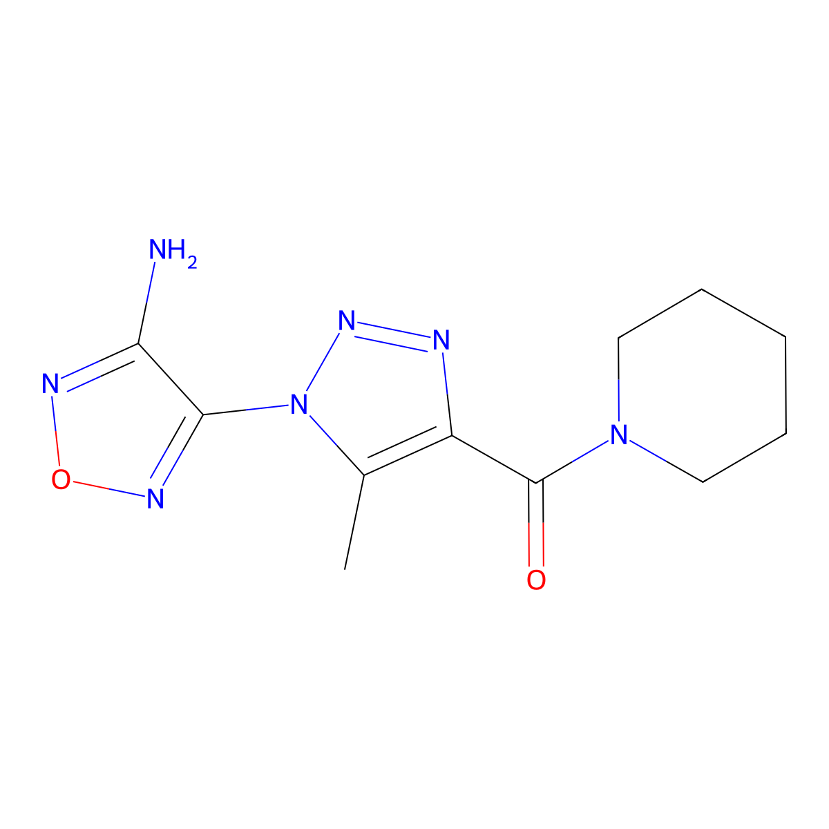4-[5-methyl-4-(1-piperidinylcarbonyl)-1H-1,2,3-triazol-1-yl]-1,2,5-oxadiazol-3-amine molecular structure, CAS 312510-97-7