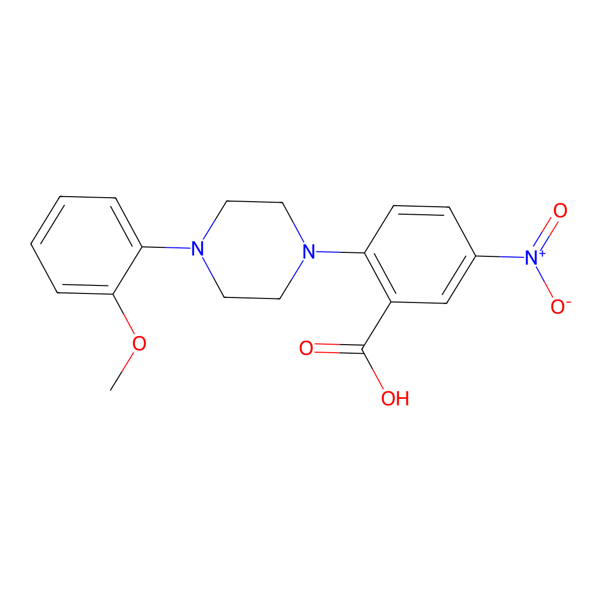 2-[4-(2-Methoxyphenyl)-1-piperazinyl]-5-nitrobenzoic acid molecular structure, CAS 312510-98-8