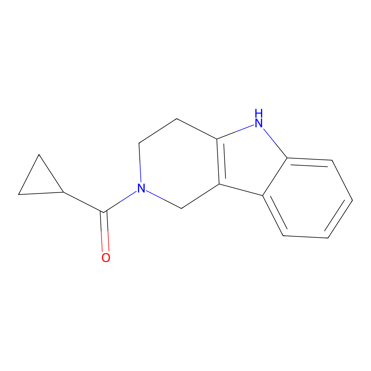 2-(cyclopropylcarbonyl)-2,3,4,5-tetrahydro-1H-pyrido[4,3-b]indole molecular structure, CAS 312511-02-7