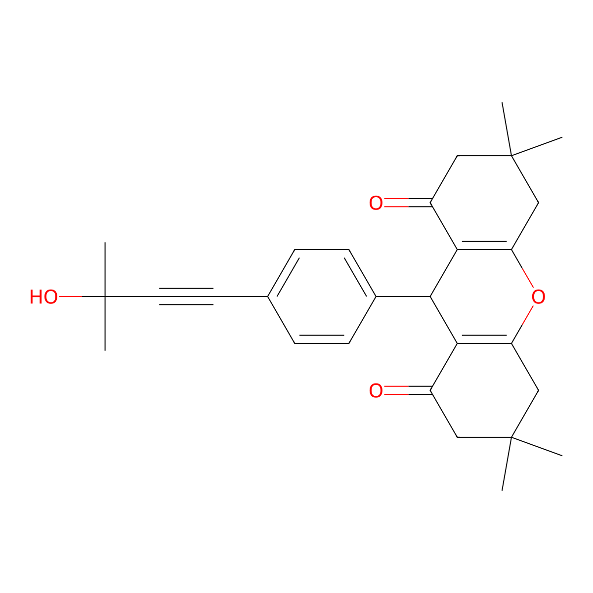 9-[4-(3-hydroxy-3-methylbut-1-ynyl)phenyl]-3,3,6,6-tetramethyl-4,5,7,9-tetrahydro-2H-xanthene-1,8-dione molecular structure, CAS 312511-03-8