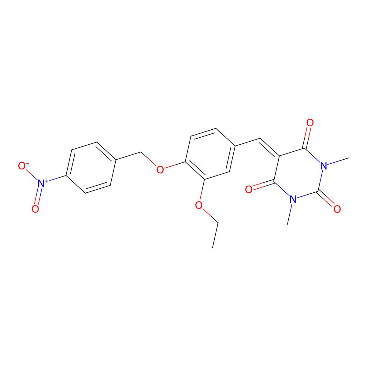 5-({3-Ethoxy-4-[(4-nitrophenyl)methoxy]phenyl}methylidene)-1,3-dimethyl-1,3-diazinane-2,4,6-trione molecular structure, CAS 312511-33-4