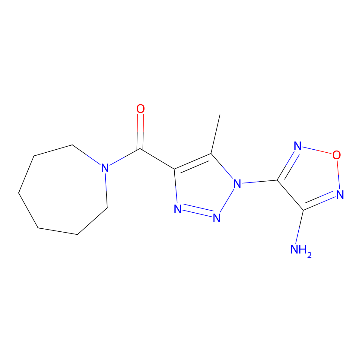 (1-(4-Amino-1,2,5-oxadiazol-3-yl)-5-methyl-1H-1,2,3-triazol-4-yl)(hexahydro-1H-azepin-1-yl)methanone molecular structure, CAS 312511-59-4