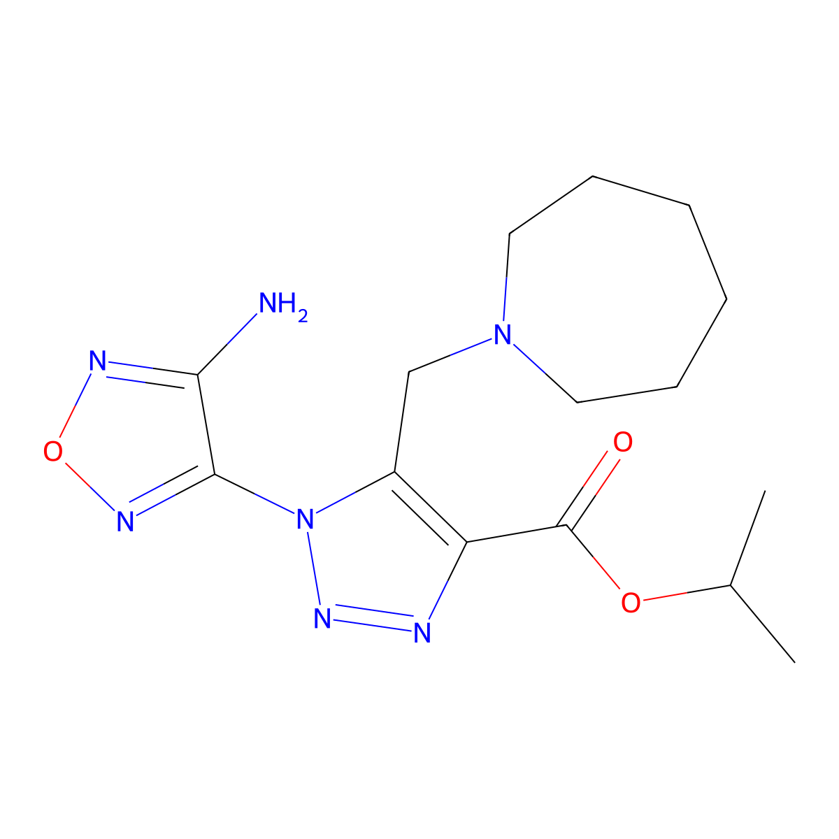 1-Methylethyl 1-(4-amino-1,2,5-oxadiazol-3-yl)-5-[(hexahydro-1H-azepin-1-yl)methyl]-1H-1,2,3-triazole-4-carboxylate molecular structure, CAS 312511-60-7