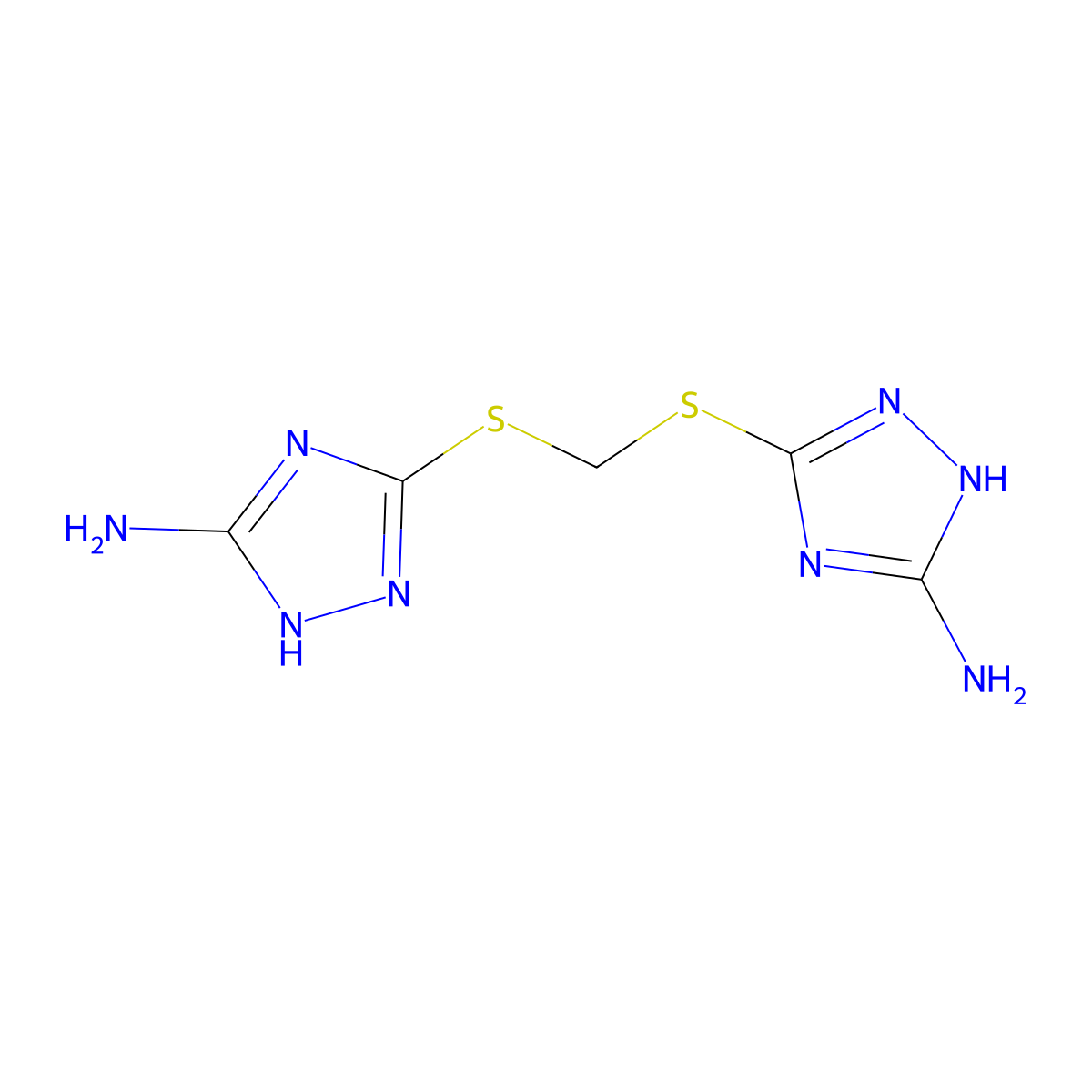 3-({[(5-amino-1H-1,2,4-triazol-3-yl)sulfanyl]methyl}sulfanyl)-1H-1,2,4-triazol-5-amine molecular structure, CAS 312512-24-6