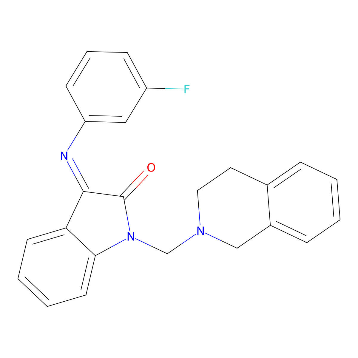 1-[(3,4-Dihydro-2(1H)-isoquinolinyl)methyl]-3-[(3-fluorophenyl)imino]-1,3-dihydro-2H-indol-2-one molecular structure, CAS 312512-39-3