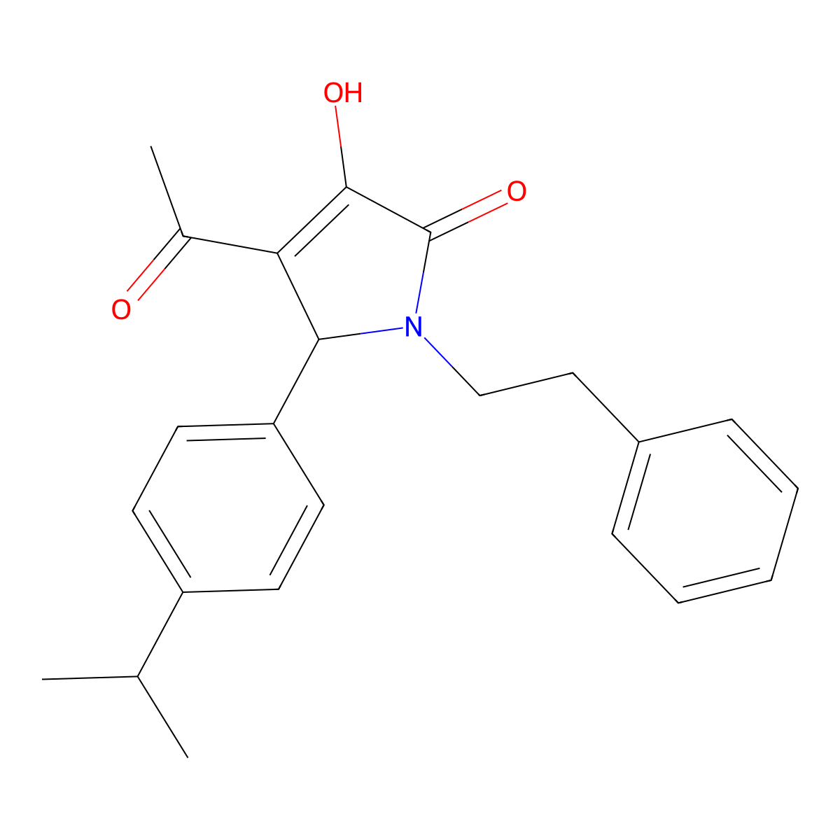 4-acetyl-3-hydroxy-1-(2-phenylethyl)-5-[4-(propan-2-yl)phenyl]-1,5-dihydro-2H-pyrrol-2-one molecular structure, CAS 312512-42-8